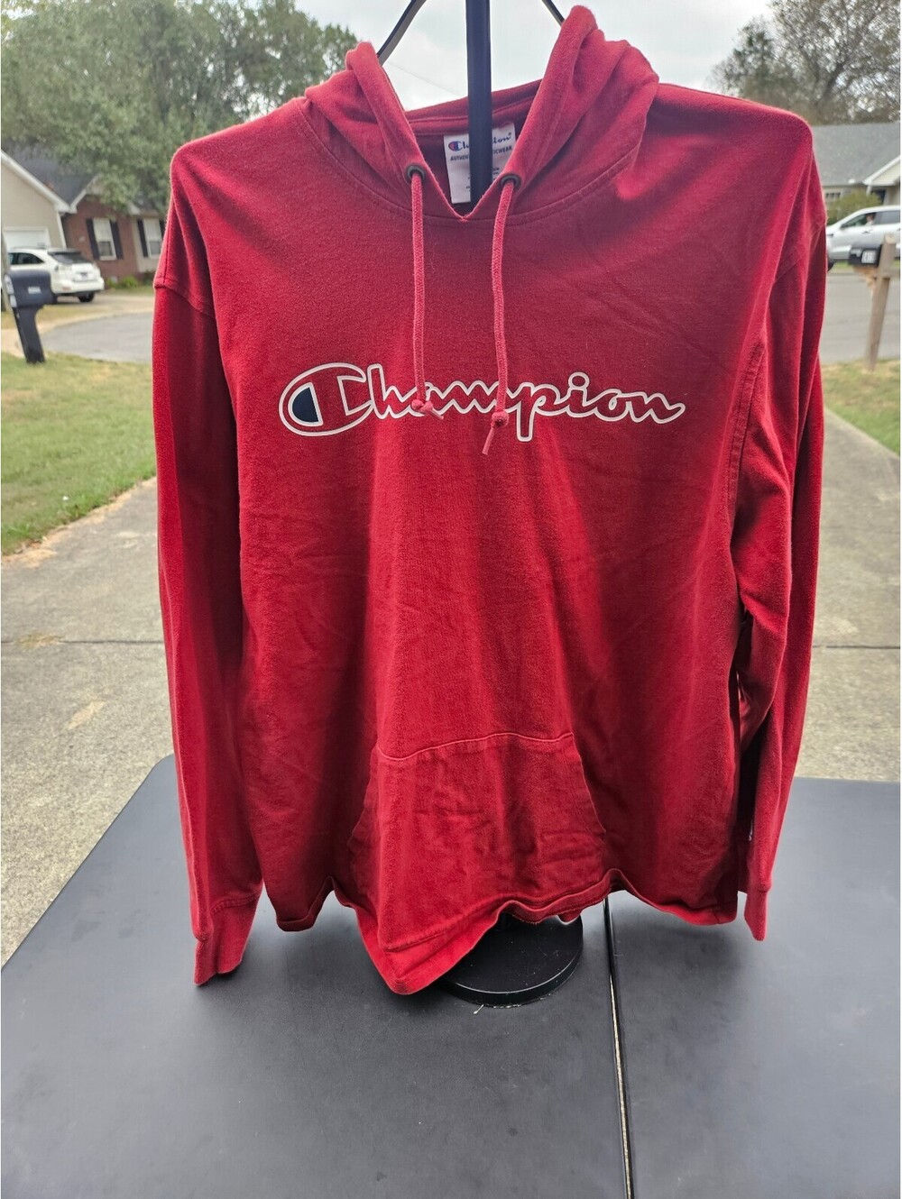 Champion Hoodie Men's Size XL Pullover Long Sleeve Red Athletic Lightweight